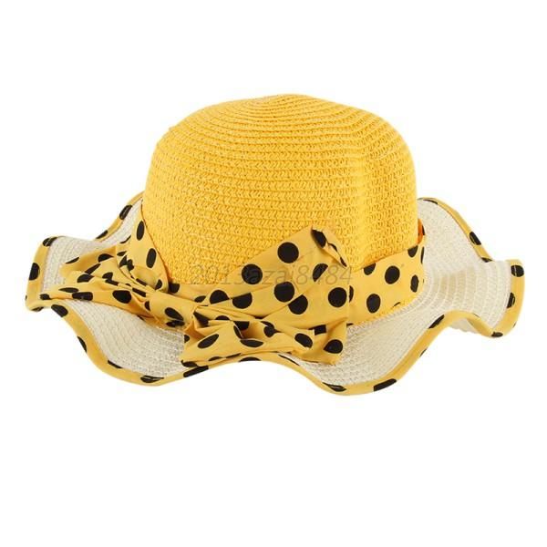 CHAPÉU FEMININO COM LENÇO DE BOLINHA AMARELO