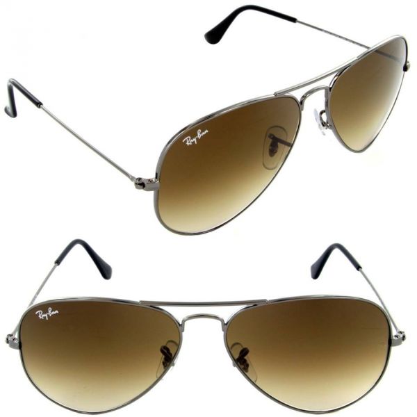 ÓCULOS RAYBAN RB3025 Aviator Large Metal Prata C/Marrom