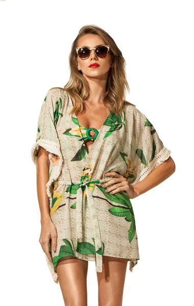 Kaftan Detalhe Franja Estampado