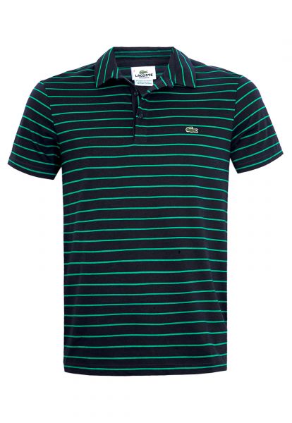 Camisa Polo Lacoste Listrada Logo Azul