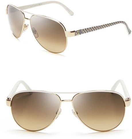 Óculos de Sol Feminino Luxo Aviador Branco Dourado