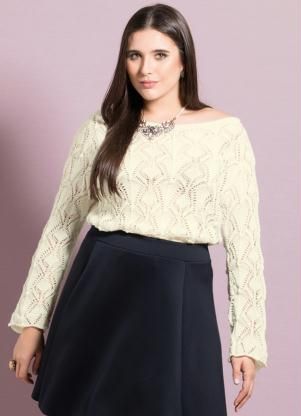 Blusa Tricô Branco Plus Size