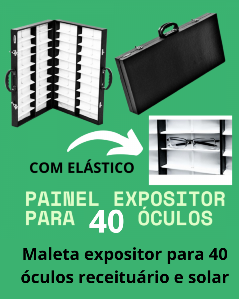 Maleta expositor para 40 óculos receituário e solar