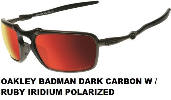 OAKLEY BADMAN DARK CARBON W / RUBY IRIDIUM POLARIZED