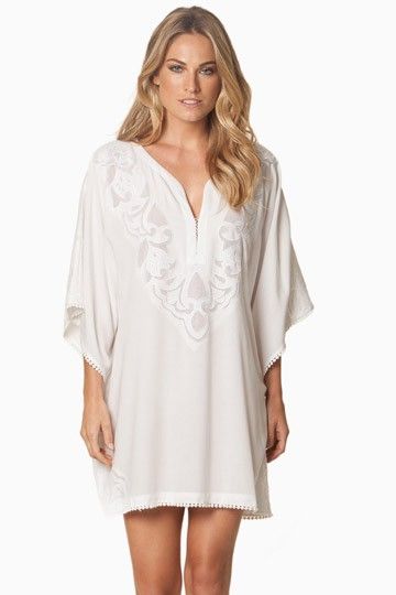 KAFTAN BRANCA BORDADA-SAÍDA DE PRAIA