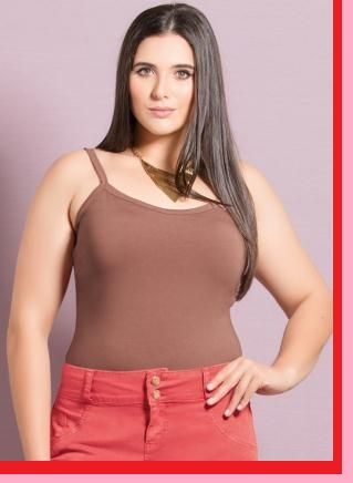 Blusa de Alça com Bojo Rosê Plus Size