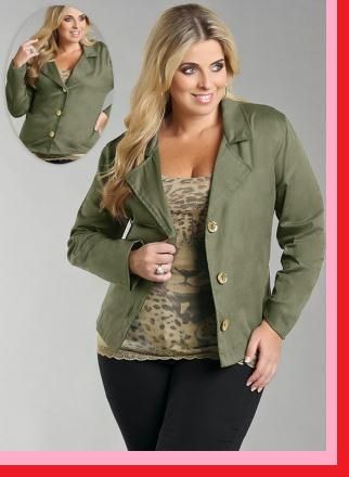 Blazer Feminino Plus Size Verde Musgo