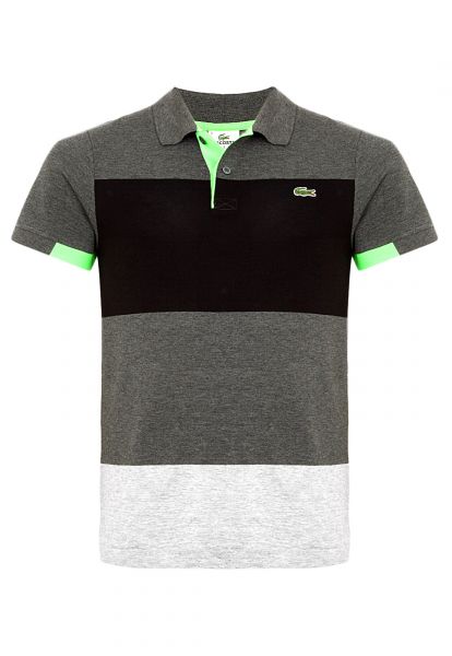 Camisa polo Lacoste Listras Cinza