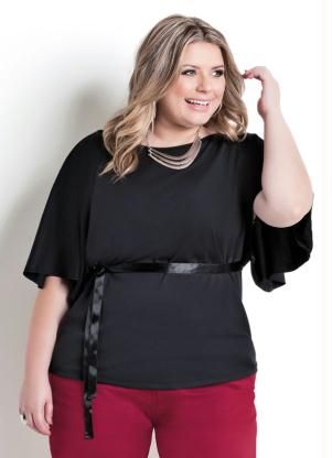 Blusa Ampla Preta Plus Size