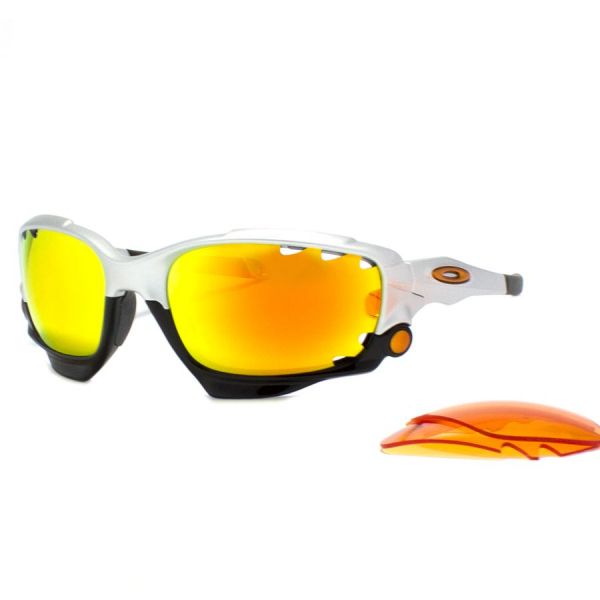 Oakley Racing Jacket Vented Silver Fire Iridium Polarized 9171 11 - Óculos de Sol