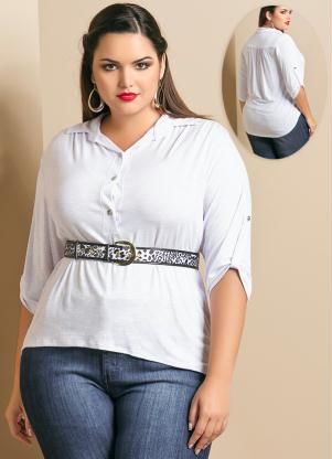 Blusa Mullet Branca Plus Size