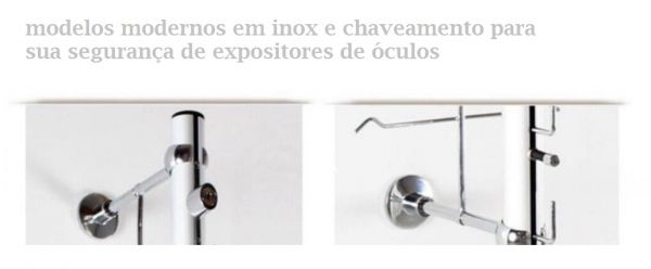 expositor em inox para óculos com chaveamento de segurança