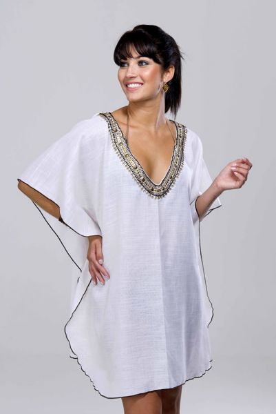 Saída de Praia Estilo kaftan Branca