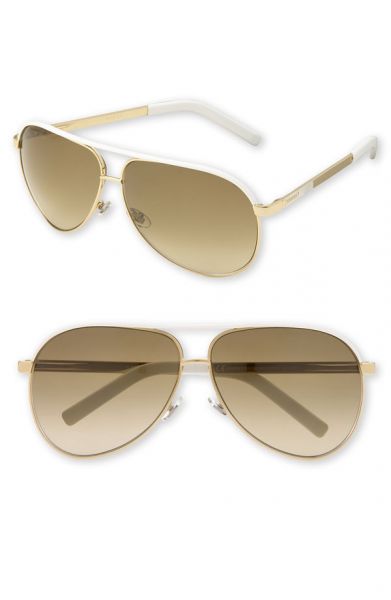 Óculos Gucci Metal Aviators Gold White -