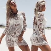 vestido feminino moda verão de praia de renda e crochê