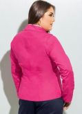 Blazer em Sarja Pink Plus Size