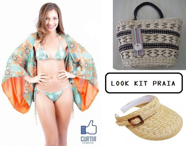 Look Kit Praia - Bolsa+Viseira+Saída de praia