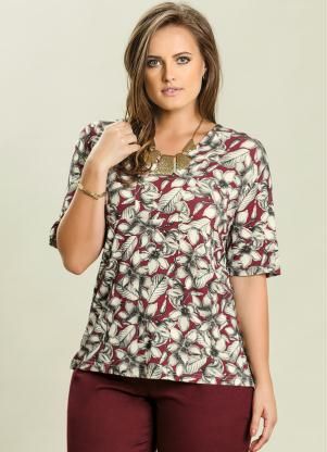 Blusa Estampa de Flores Plus Size