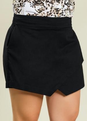 Short Saia Assimétrico Plus Size Preto