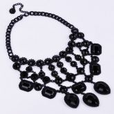 Lady moda jóias ajustável Noble Black Glass Chunky Gargantilha Colar Pingente