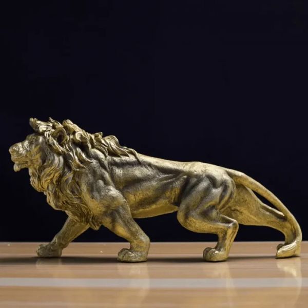 Escultura Leão Dourado - Bazar Coisas de Boteco