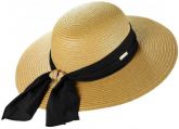 Chapéu de palha com lenço preto