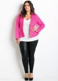 Blazer em Sarja Pink Plus Size