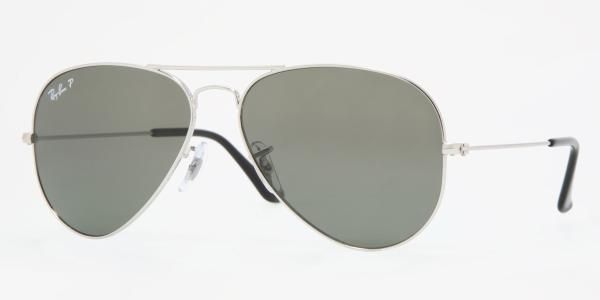 RAY-BAN RB3025  SILVER CRYSTAL GREEN POLARIZED 003/58