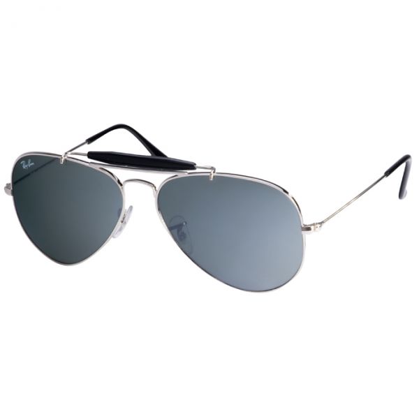 Ray Ban Metal RB3407 Outdoorsman II Prata Com Preto Unissex