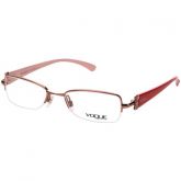 Armação Óculos de Grau Feminina Vogue VO3859 Metal Pequeno Prata com Vermelho e Transparente